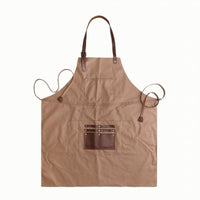 Bib Apron with Straps Reinforced Kitchen Cooking Apron with Pockets Heavyweight for Barbers, Workshop, Cafe, Grilling