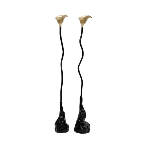 2 Pieces Candlestick Holder with Wavy Stem Elegant Candle Centerpiece Sleek