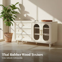 chest Desk Combo French design Multi-Drawer Dressing Console Creamy pale Finish Space-Saving for Walk-in Closet, Home Office
