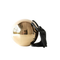 Sculpture with Gold Sphere Modern Decorative Ornament Reflective for Homeowners