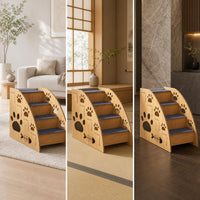 Solid Wood Pet Stairs for Cats and Dogs, Multi-level Ramp for Beds and Sofas, Non-slip Steps for Small and Elderly Pets