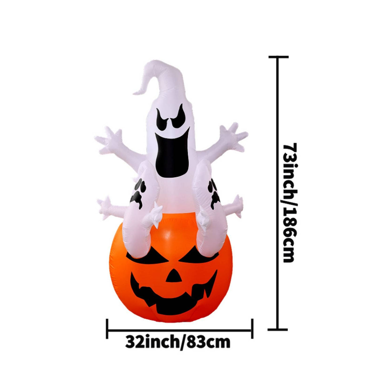 Inflatable Ghost with Pumpkin Base Spooky Ghost with Pumpkin Yard Decoration Lightweight Easy to Store for Garden, Porch