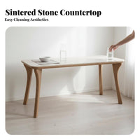 Nordic Design Rectangular Dining Table and Chairs Set abrasionResistant surface Rectangular Table with Matching Chairs Easy to Clean Indoor Furniture Sturdy Frame for Apartment Dwellers, Families, Homeowners, Family Meals, Kitchen, Home