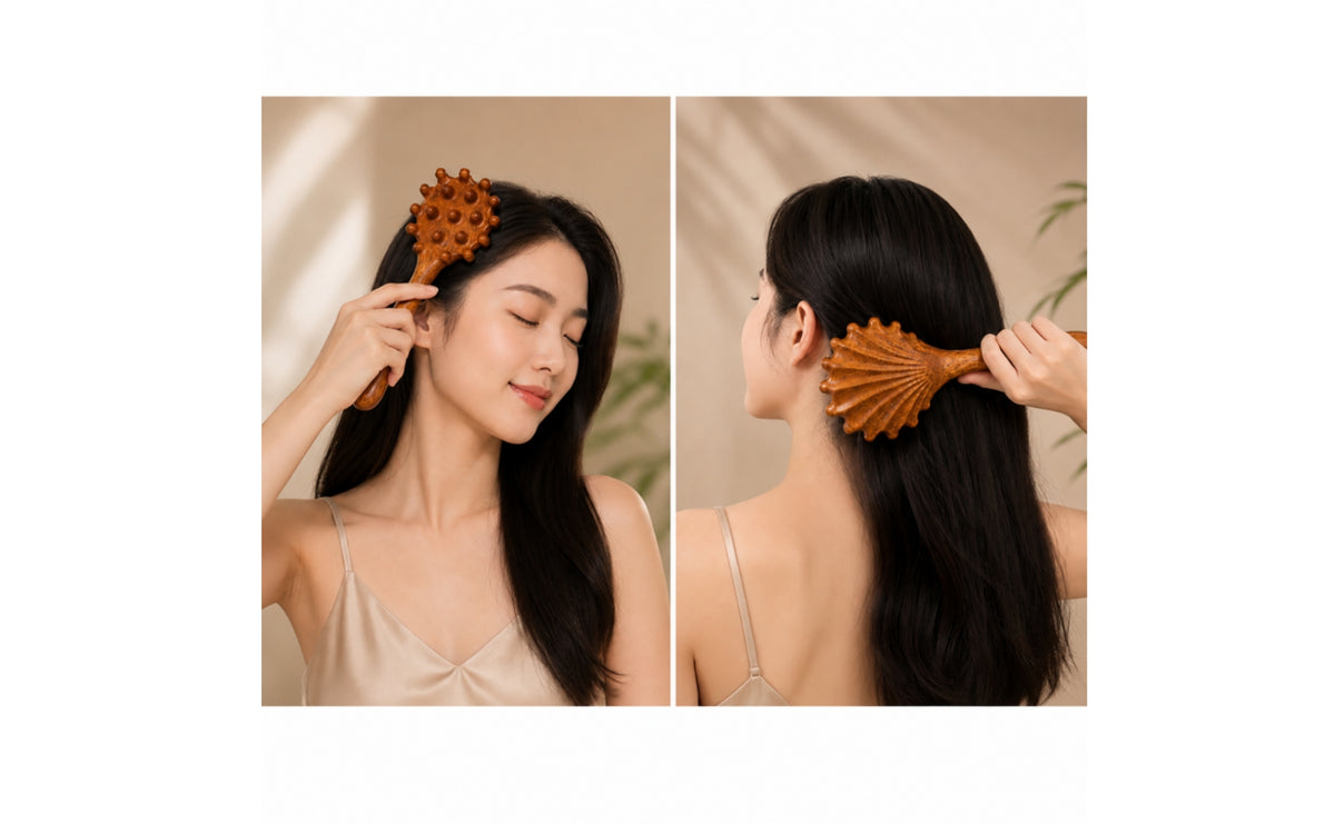 Wooden Head Massage Comb Solid Wood Wooden Scalp Massager Multi-Point for Office