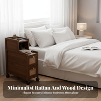 Narrow Drawer Chest Space-Saving Nightstand Minimalist design for Bedroom, Office