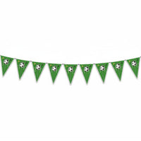 Soccer Themed Bunting Green Color Athletic Flag Banner Lightweight Party Decoration for Kids
