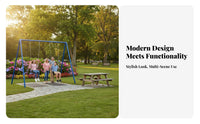 Outdoor Swing Frame Sturdy Construction children's Playground Swing Resilient Heavy Duty Playset for Adults, Parents, Kindergarten, Community, School