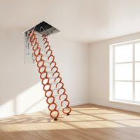 Retractable Loft Staircase Overhead-Mounted Folding Attic Ladder with Attic Entry panelSaving Pull down Attic Steps for Homeowners, Mezzanine