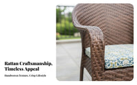 4 Pieces paddinged Outdoor Lounge Set Hand-Woven Design Garden Furnishing Glass surface Thick paddings for homeowners, rearyard