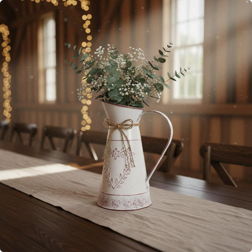 Metal Pitcher Vase Decorative Highlight Leaf Pattern Vase Classic Home Decor for Tabletop