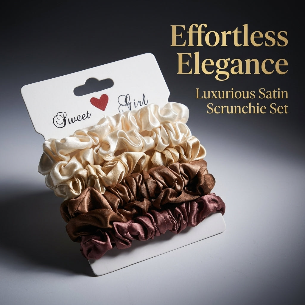 Satin Scrunchies for Women and Teens, Large Oversized Scrunchie Set for Ponytail and Bun Ties No Damage, 4 Piece Accessories