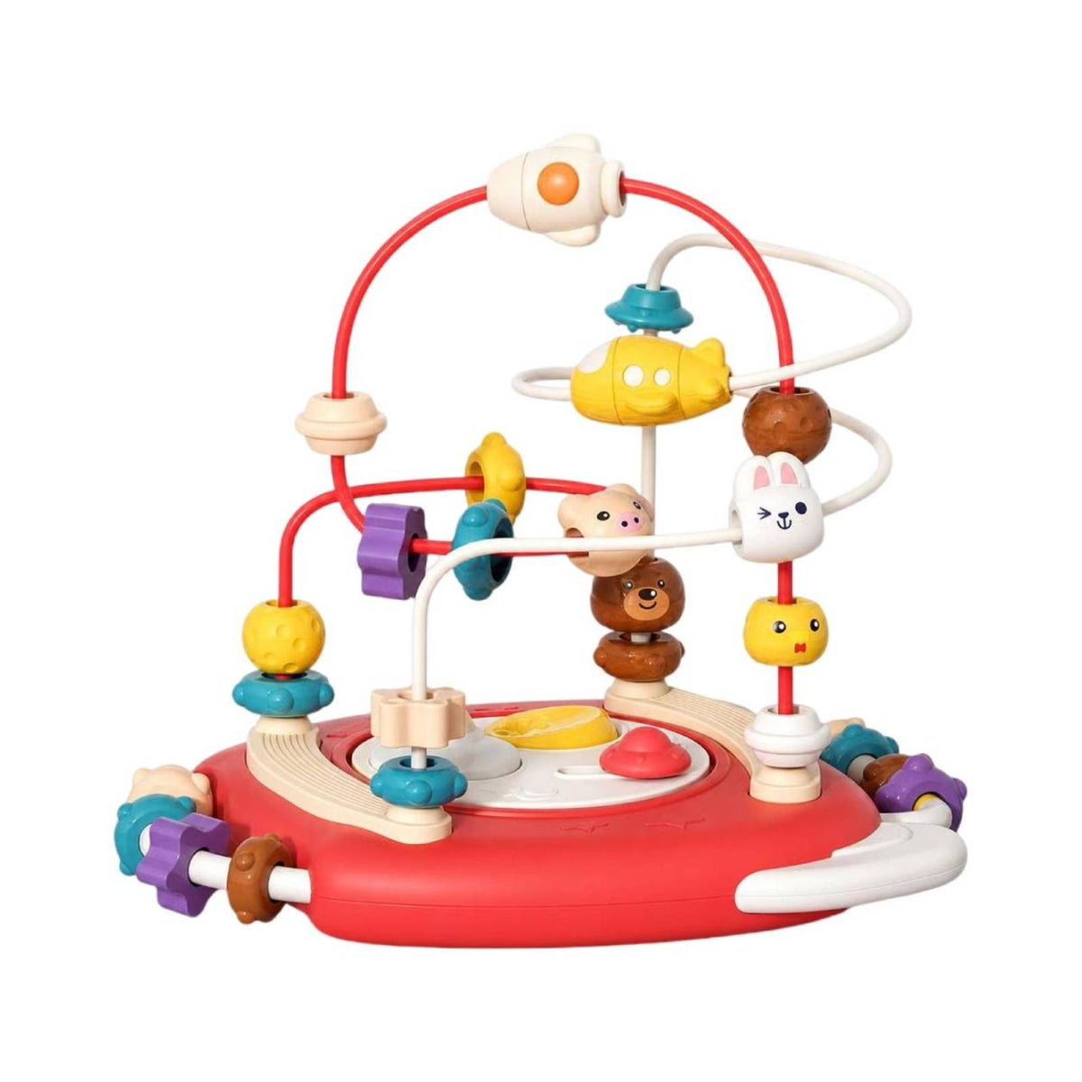 Hand-Eye Coordination Space Shuttle Bead Maze Interactive Bead Maze with Building Block Base Detachable Roller Coaster Toy Developmental for Preschoolers