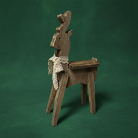 Distressed Wooden Deer Decor Miniature Wooden Deer Statue Collectible
