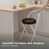 Padded Folding Bar Stool with Backrest Built-in Footrest for Adults, Event Hosts