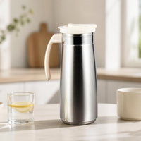Brushed Metal Stainless Steel Water Pitcher Cold Stainless Steel Water Jug Modern Beverage Pitcher Elegant for Hosts, Servers, Kitchen