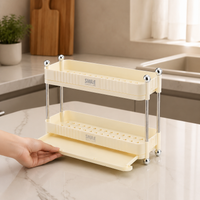 2-Tier Cup Holder Desktop Storage with Drainage Function Cups Mugs Teacups Storage for Kitchen Living Room