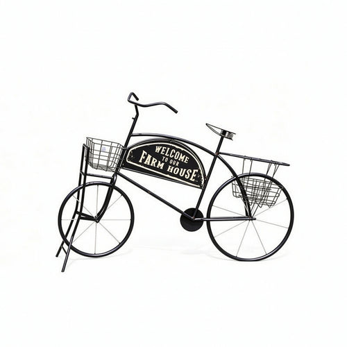 Pedal-Powered Plant Stand Farmhouse Pedal-Powered Flower Stand with Baskets