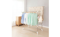 Telescoping Clothes Drying Rack with Wheels Foldable Laundry Drying Rack with Hooks Expandable Sturdy for Balcony