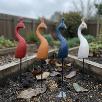 Hand-Painted Peacock Plant Pick Resin Peacock Stake Ornament Feather Pattern Outdoor Decor Textured for Flower Pots