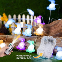 Easter Bunny String Lights with Remote Control & Timer, Battery Operated Rabbit Fairy Lights, Multi-Colour 8 Modes LED Garland for Spring Home Bedroom Party Decoration