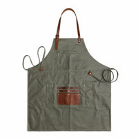 Bib Apron with Straps Reinforced Kitchen Cooking Apron with Pockets Heavyweight for Barbers, Workshop, Cafe, Grilling