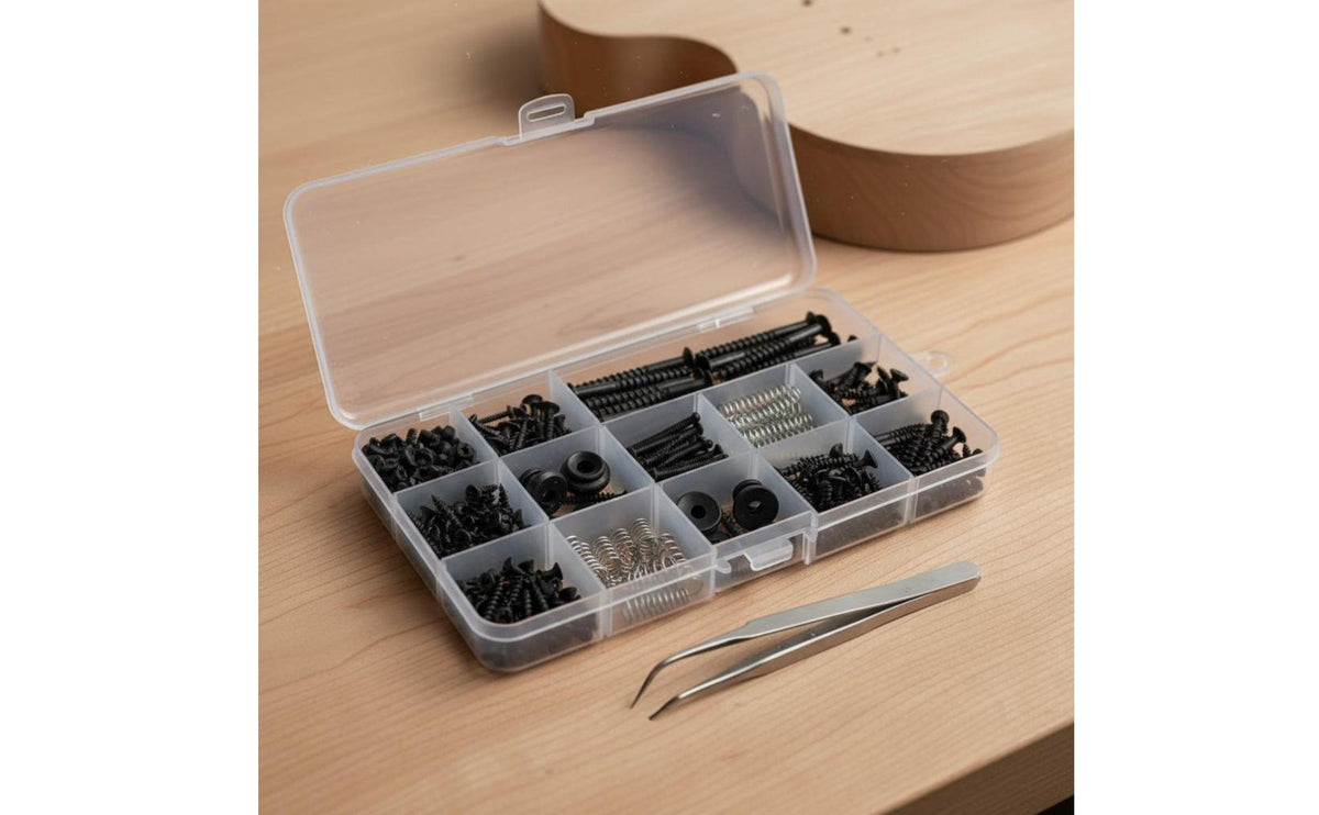 254 Pieces Guitar Screw Kit Multiple Sizes Guitar Strap Button and Screw Set High Hardness for Luthiers, Guitarists