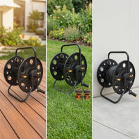 Hose Reel Cart Hand-Crank Hose Reel with Wheels Heavy-Duty for Garage
