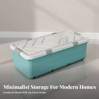 Flat Rolling Storage Bin Low-Height Under-Bed Container Space-Saving for Closet