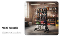 Multi-Functional Metal Pegboard Organizer on Wheels Easy Assembly Freestanding Pegboard Display Large Capacity Rolling Display Rack with Hooks Cold-Rolled Steel Construction for Retailers, DIY Enthusiasts, Craftsmen, Supermarket, Retail Shop, Exhibition