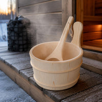 Sauna Pail and Ladle Set Long-Lasting Sauna Pail and Ladle Natural Rope Handle