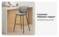 Upholstered High-Back Stool With Backrest Bar Chair Sturdy Frame for Pub, Adults
