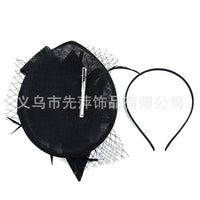 新爆款亚马逊小礼帽头饰复古优雅羽毛头饰帽子赛马节礼帽麻纱头饰