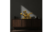 Dragon Sculpture Copper Dragon Statue Gold-Toned Ornament for Collectors