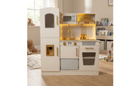 Wooden Play Kitchen Realistic Pretend Play Kitchen Interactive Wooden Toy Fridge for Kids, Children, Preschool