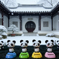 Solar Panda Shaking Head Ornament for Car Dashboard