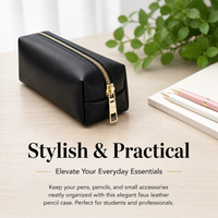 Synthetic Leather Pencil Case for Australian Students, Zipper Pencilcase, Faux Leather Pen Case, University Stationery Storage Bag