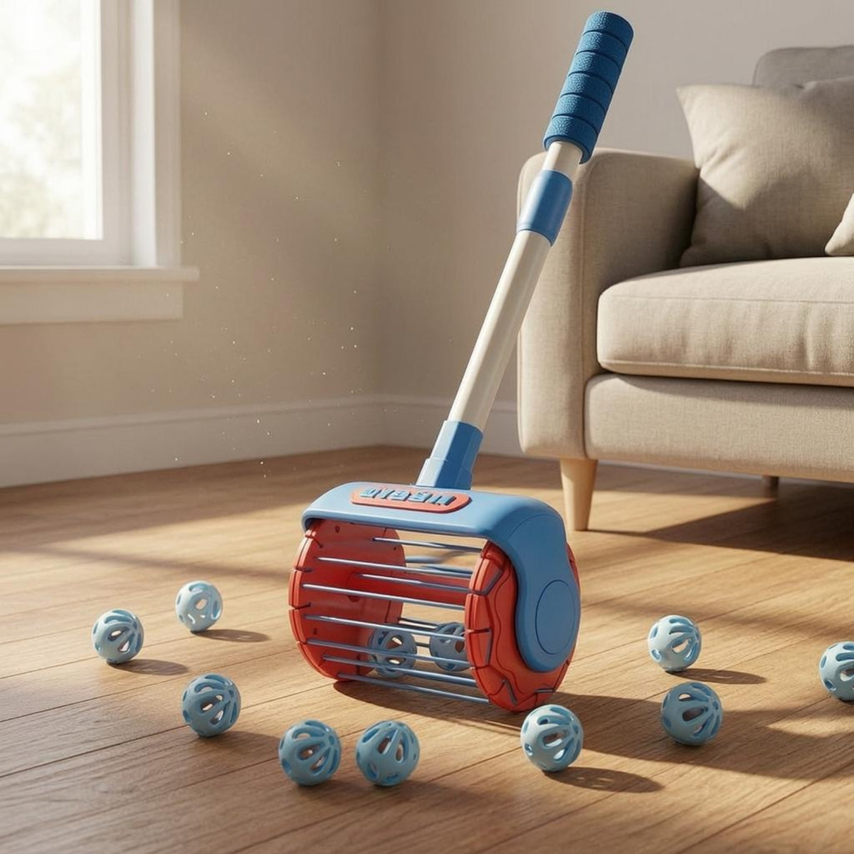 Cage-Like Opening Vacuum-Style Push Toy Wheeled Push-and-Roll Cart Toy for Children