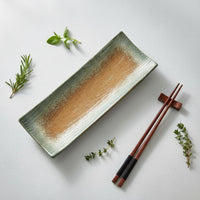 Rectangular Ceramic Serving Plate Narrow Tableware Tapered Ends