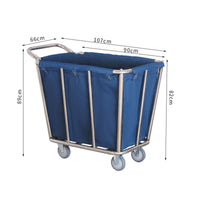 Hotel Linen Cart Easy to Clean Stainless Steel Laundry Trolley Waterproof Bag