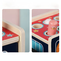 Pull-Along Wooden Toy Bus Multi-Functional Whack-Apeg Toy Developmental Pounding Bench with Mallet Educational for Toddlers, Babies, Playroom, Daycare