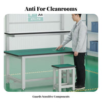 Anti Workbench Strong Load-Bearing Capacity Assembly Workbench with Light Thickened and Reinforced Heavy-Duty Work Table for Cleanroom, Factory