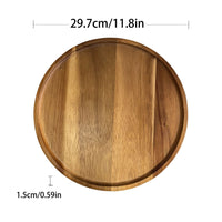 Japanese Style Acacia Wood Round Serving Tray Large Size