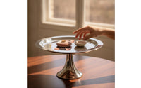 Pedestal Dessert Stand with Raised Rim Reflective Serving Platter Non-Porous