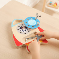 Fine Motor Wooden Spacecraft Toy Educational Screw Board with Tools Hands-on Screwdriver Board Set Practical Life for Preschoolers