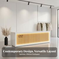 Modern Front Desk Reception Desk Sturdy Retail Checkout Counter Wear-resistant Particle Board Construction Suitable for Receptionists Business Owners Hotel Lobby