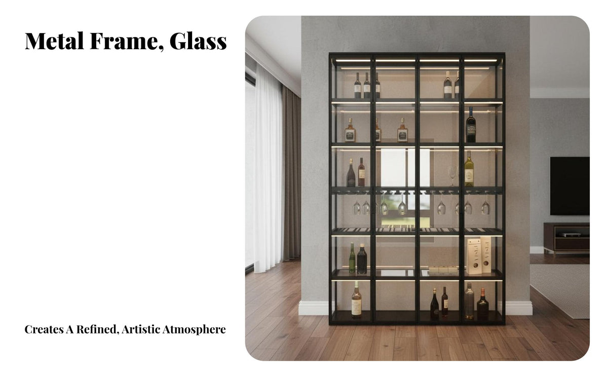 Glass Door Showcase Light Elegant Design Glass Display Cabinet with Lights LED Lighting Collectible Display Case for Hobbyists, Home Bar, Study