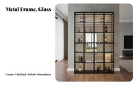 Glass Door Showcase Light Elegant Design Glass Display Cabinet with Lights LED Lighting Collectible Display Case for Hobbyists, Home Bar, Study