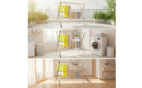 Space-Saving Cross-Frame Clothes Drying Rack Floor-Standing Foldable Drying Rack with Telescoping Portable Furniture Easy to Use for Families, Apartment
