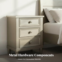 3-Drawer Nightstand Vintage design Bedside Table Distressed Finish French Country Design for Adults, Students, Hallway, Entryway