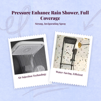 Temperature-Controlled Shower System, Rainfall Bathroom Shower Set, Full Copper Wall Mount, Adjustable Handheld Shower, Large Storage Shelf, Multi-Function, Easy Installation